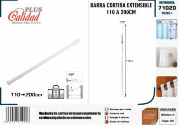 Barra Cortina Baño Aluminio Blanco 140-260